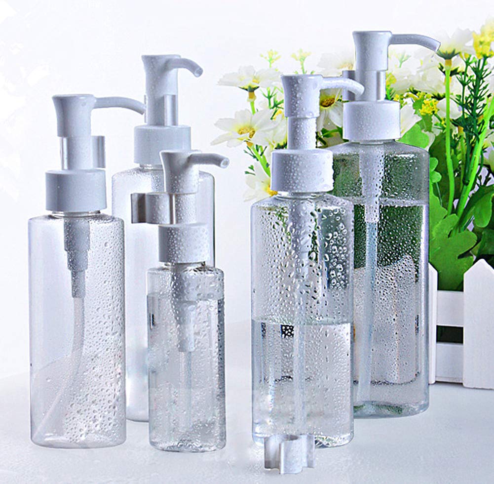 Refillable 150ml Clear Plastic Pump Bottles for Lotion, Cream, Cleansing Oil - Travel-Friendly Cosmetic Dispenser (Pack of 3) | Perfect for Makeup, Skincare & Toiletries Storage at Home or On-The-Go
