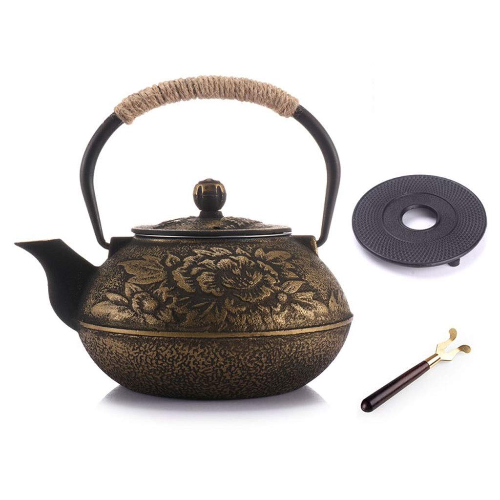 Premium Cast Iron Teapot with Stainless Steel Infuser & Trivet Stand - 900ml Rust-Resistant Ceramic Tea Kettle for Electric & Stovetop Use - Perfect for Home, Office, or Gift Giving