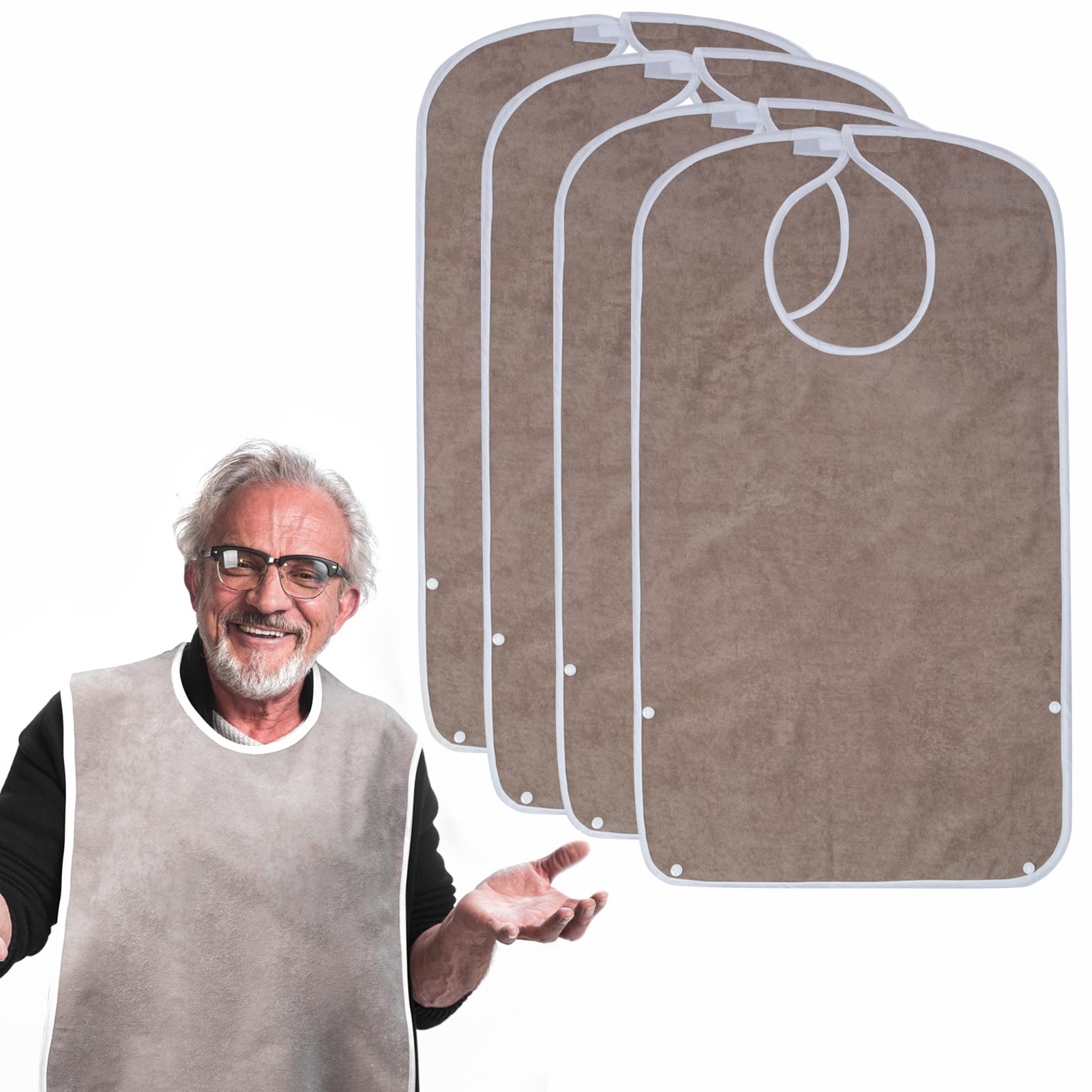 **Waterproof Adult Bibs for Eating - Terry Cloth Clothing Protector for Men & Women - Ideal for Seniors, Mealtime, and Messy Activities**