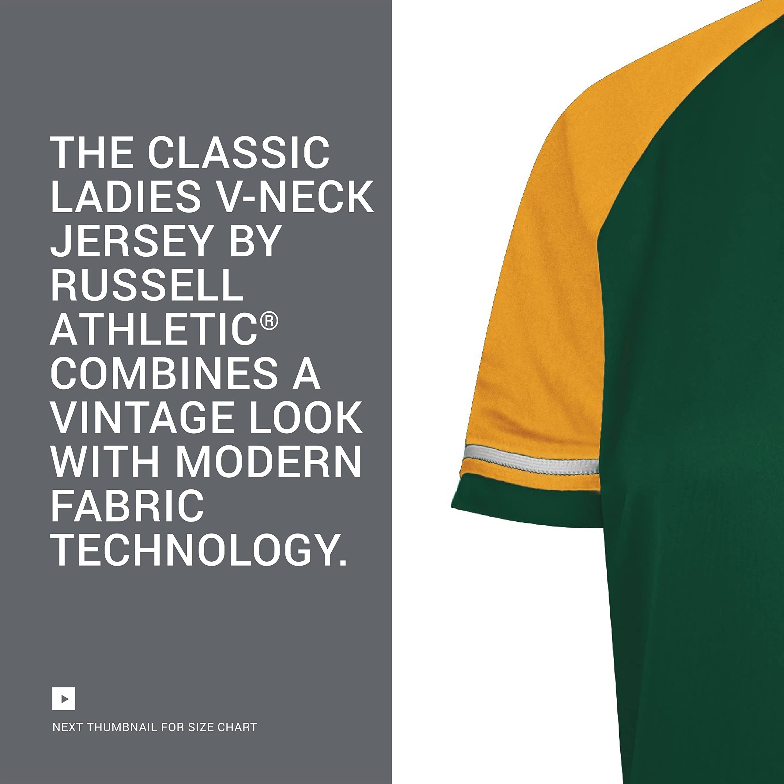 Russell Athletic Women's V-Neck Softball Jersey - Breathable Moisture-Wicking Short Sleeve Tee for Sports & Training - Perfect for Softball, Baseball, and Gym Workouts