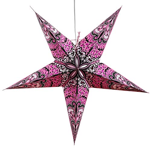 Pink Charm Paper Star Lantern with 12 Foot Power Cord Included