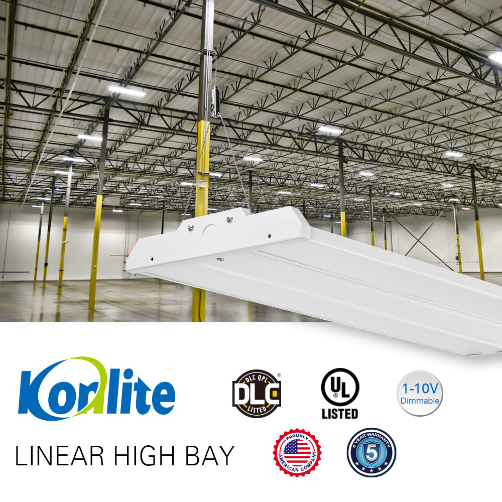 300W Linear LED Highbay Light - 2x4FT, 120-277V, 41500 Lumens, 5000K Daylight, 1000W Equivalent - Perfect for Warehouses, Garages, and Industrial Lighting
