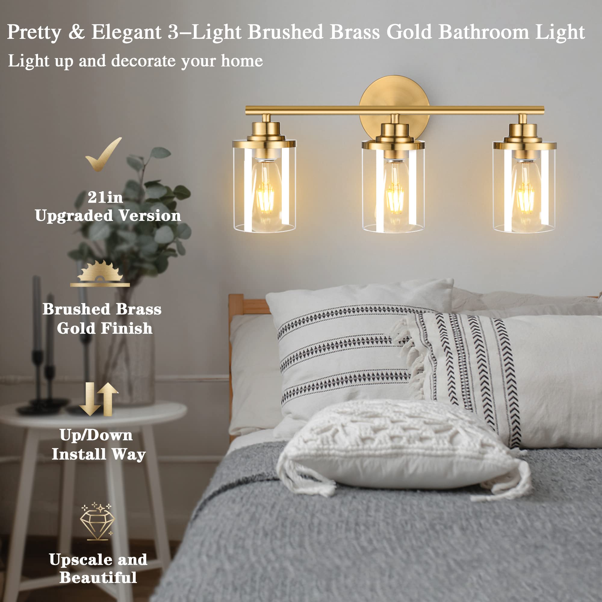 Modern Brushed Gold Vanity Light Fixture - 20