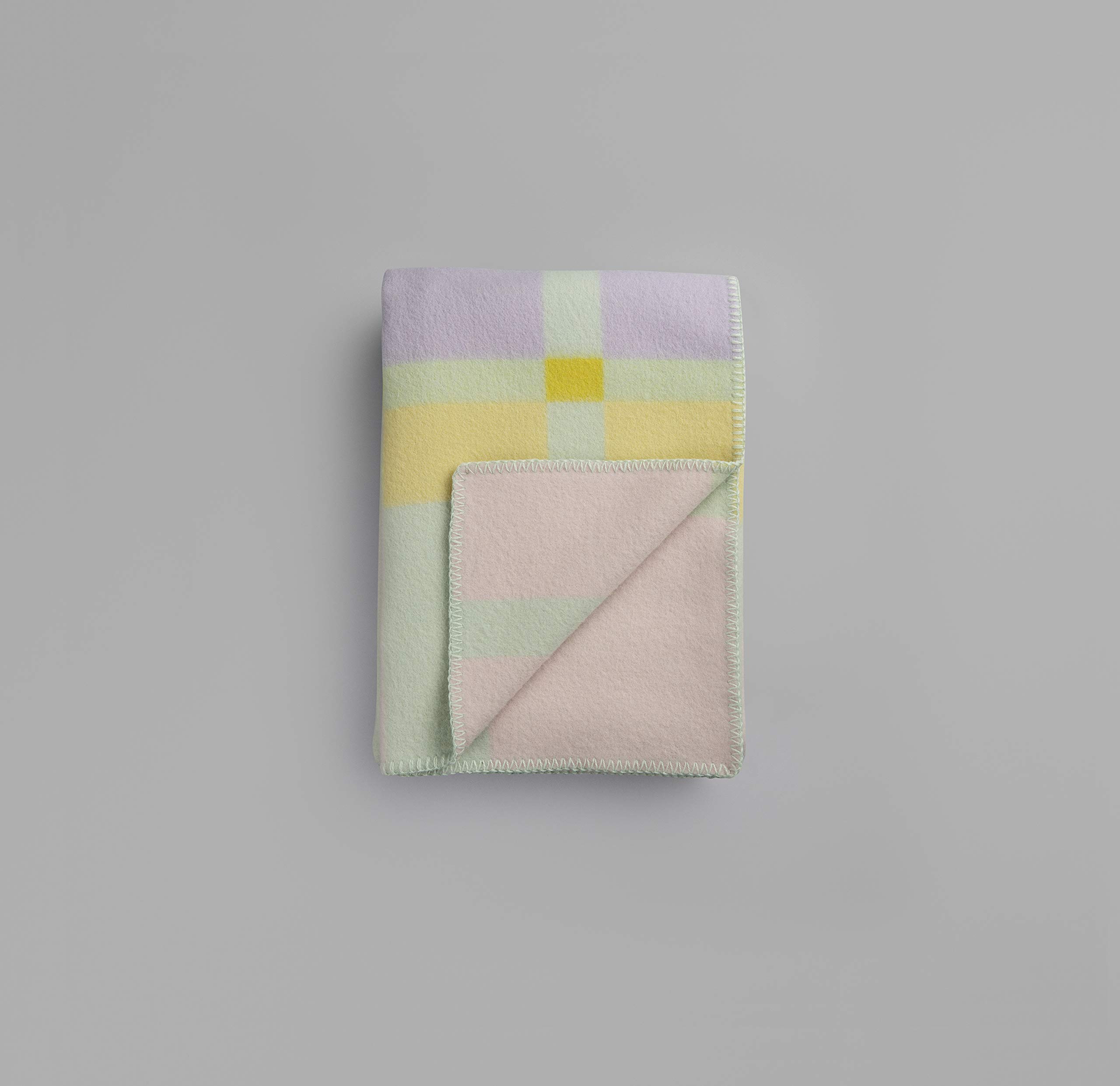 Premium 100% Norwegian Wool Blanket - Soft & Warm Throw in Pastel City Pattern - Perfect for Sofa, Bed & Winter Cozy Nights