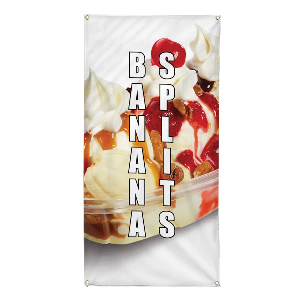 Premium Vertical Vinyl Banner - Multiple Sizes (96x48 Inches) | Weatherproof Outdoor Yard Signs with 8 Grommets | Perfect for Banana Splits Food & Drink Retail, Industrial Use, Events & Advertising