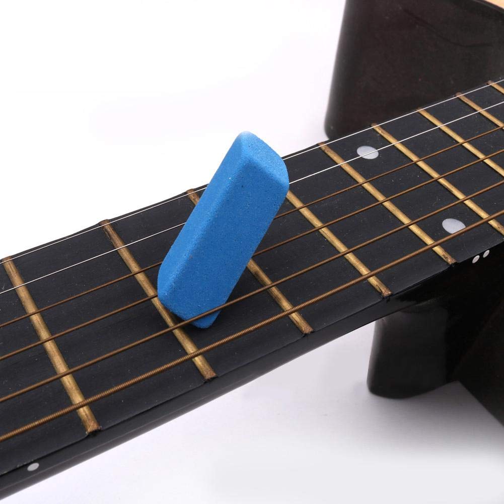 Premium Guitar String Eraser & Fret Wire Cleaner - 1pc Rubber Cleaning Brush for Rust Removal (Blue) - Perfect for Guitar Maintenance & String Care