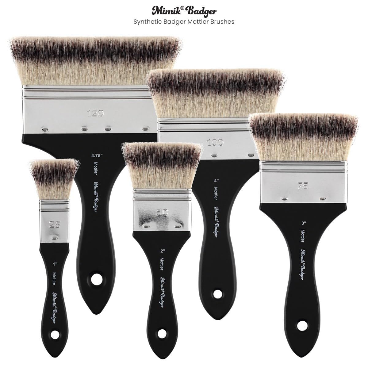 Creative Mark Mimik Synthetic Badger Mottler Brushes - Eco-Friendly Artist Brushes for Oil, Acrylic, Watercolor Painting - 1