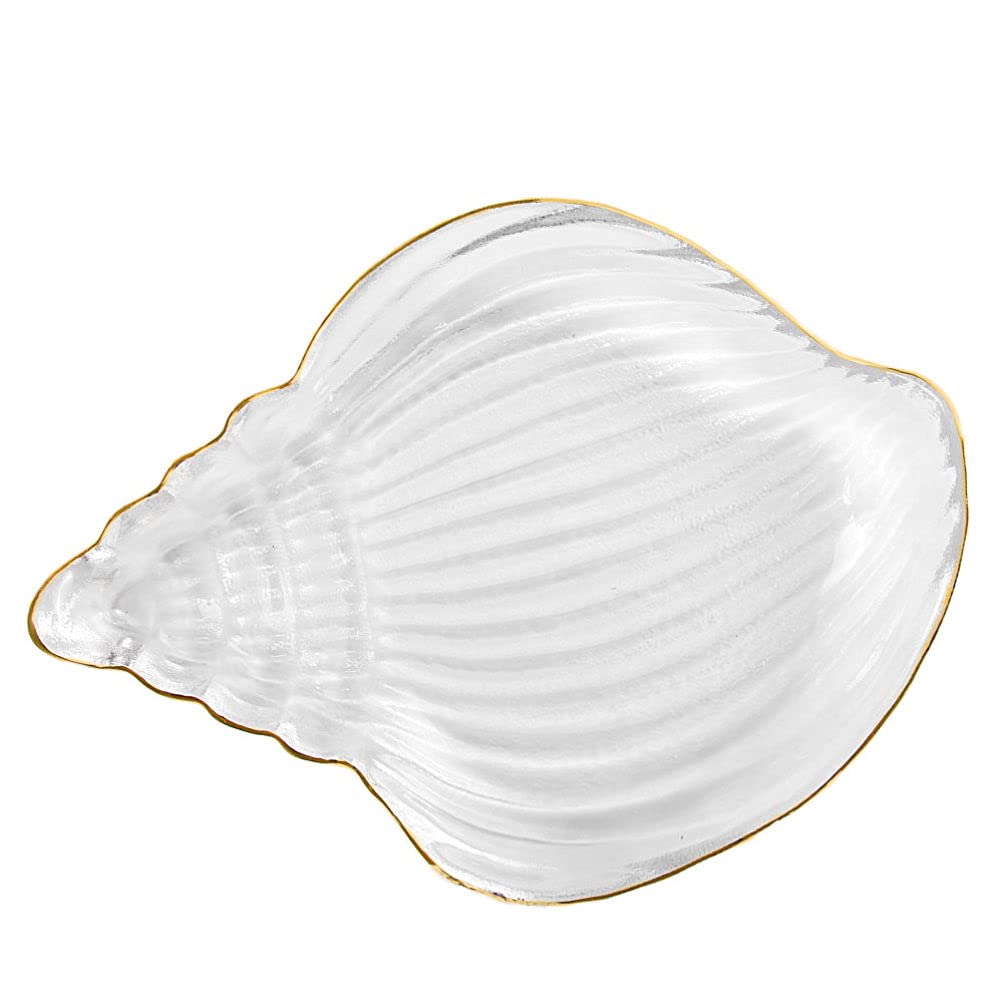 Zerodeko 1pc Glass Conch Bowl - Elegant Fruit Platter, Sashimi Tray & Home Decor for Dining, Kitchen, Party Serving | Perfect for Fruit Display, Desserts, Seasoning Storage & Terrarium Arrangements