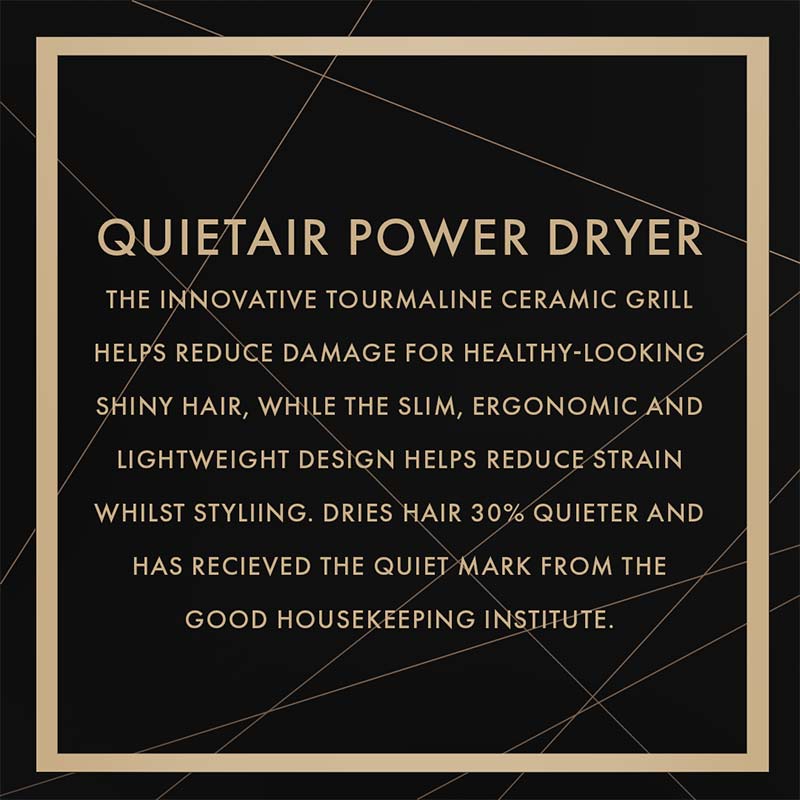 Hot Tools Black Gold QuietAir Hair Dryer - Professional Ionic Blow Dryer for Fast Drying & Frizz Control - Perfect for Home & Salon Use
