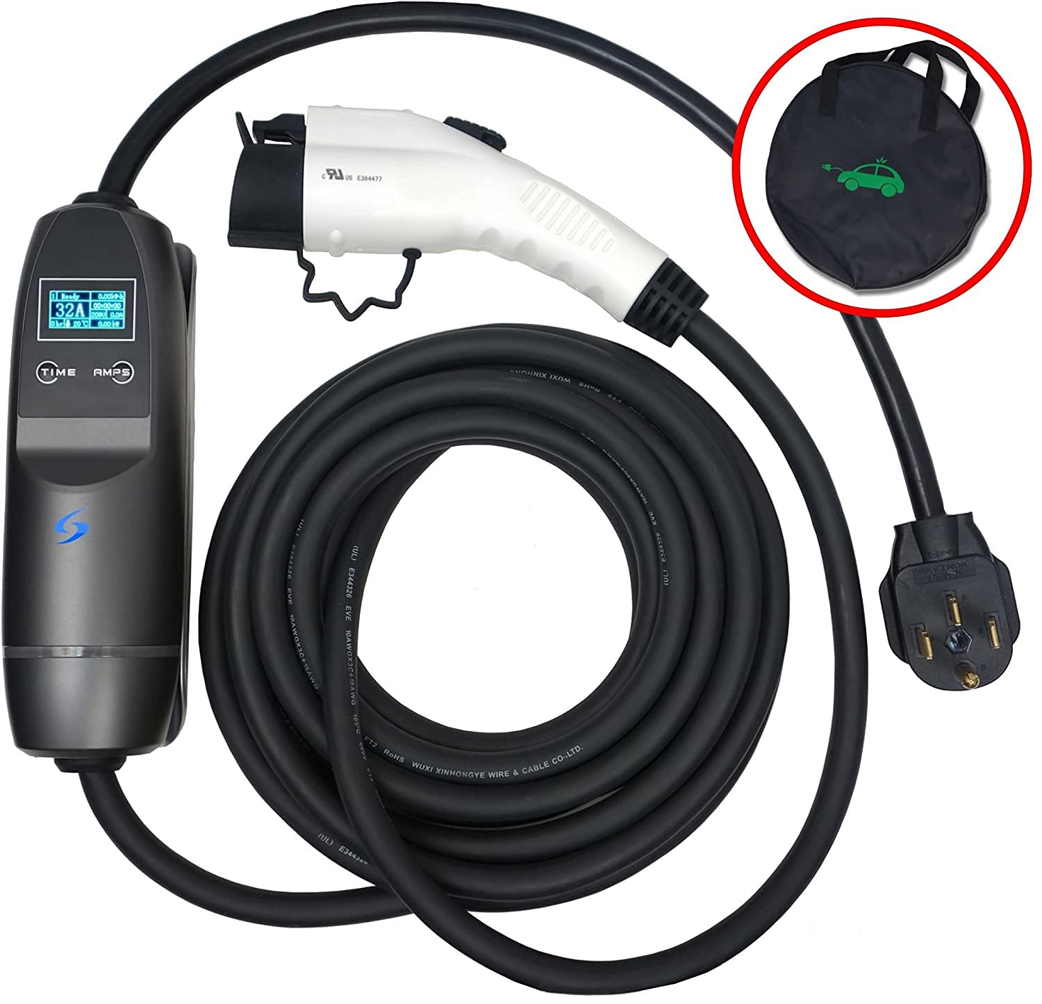 CityVitae L2 40Amp EV Charger with NEMA 14-50 & 6-50 Adapter, 26Ft Cable, UL Listed, IP65 Waterproof - Indoor/Outdoor Use for Tesla, Chevy, Nissan & More | Wall Mountable with Adjustable Current (3-40Amp) & Includes Transport Bag