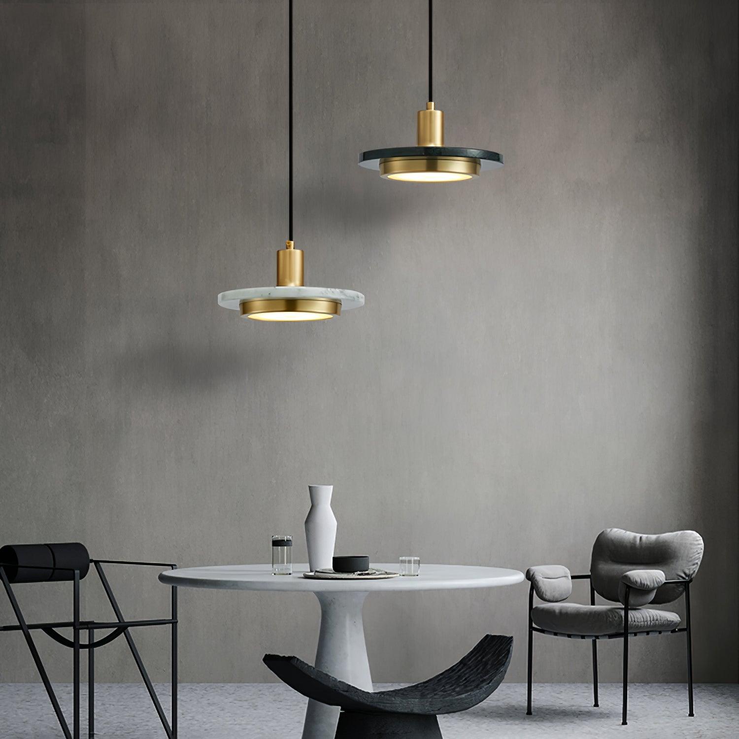 Modern Double Circle Pendant Light Fixture - Industrial Style Ceiling Lamp for Dining Room, Kitchen, Living Room & Bedroom
