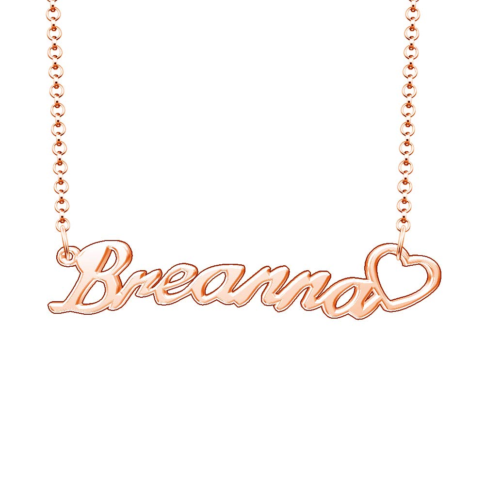 Personalized Rose Gold Plated Heart Name Necklace - Custom Engraved Jewelry Gift for Women, Mom, Girlfriend | Valentine's Day, Anniversary, Birthday Present