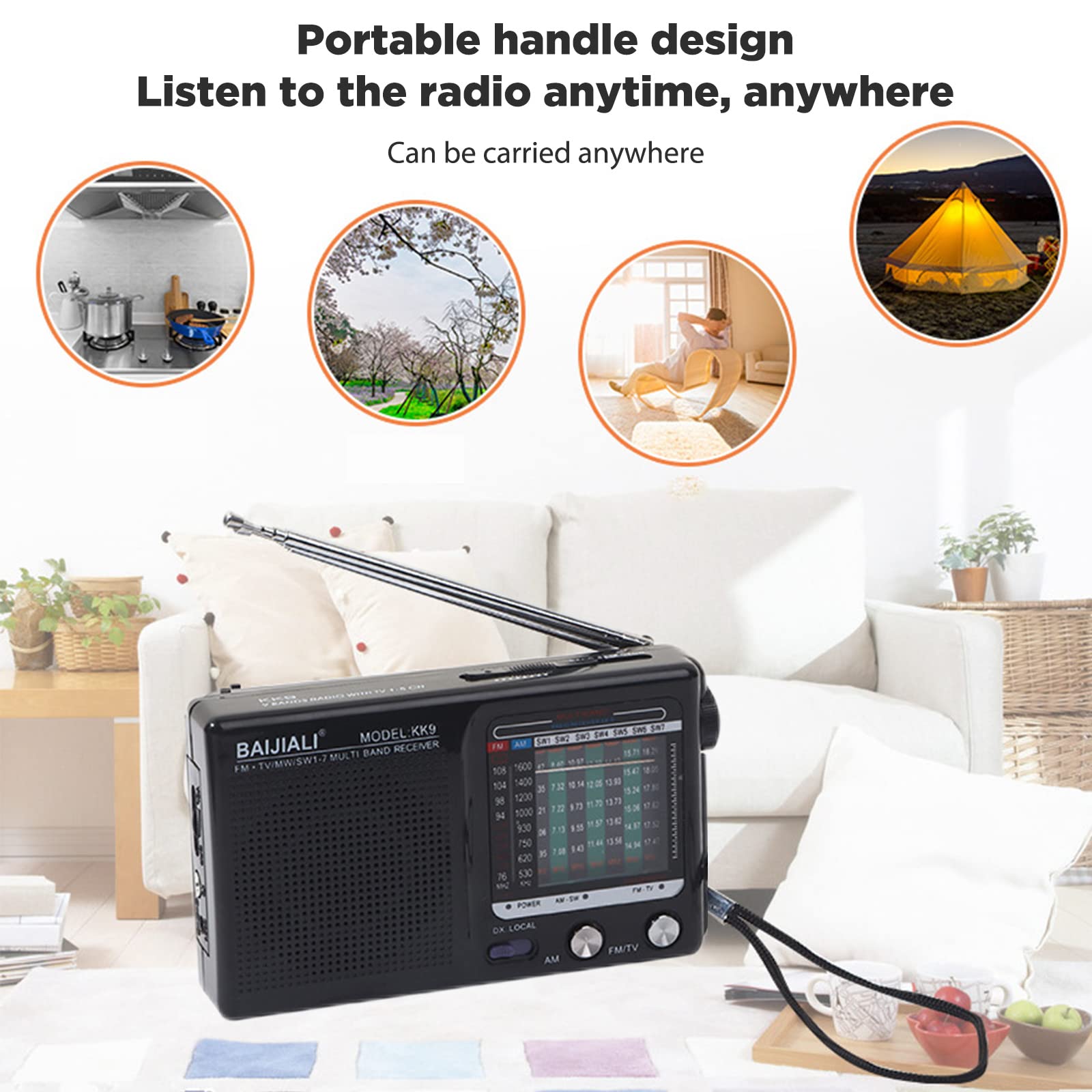 KOBONA Portable AM/FM/SW Weather Radio - Retro Emergency Radio with Full Band Reception, Compact & Easy to Use - Perfect for Camping, Travel, Outdoor Adventures & Emergency Preparedness