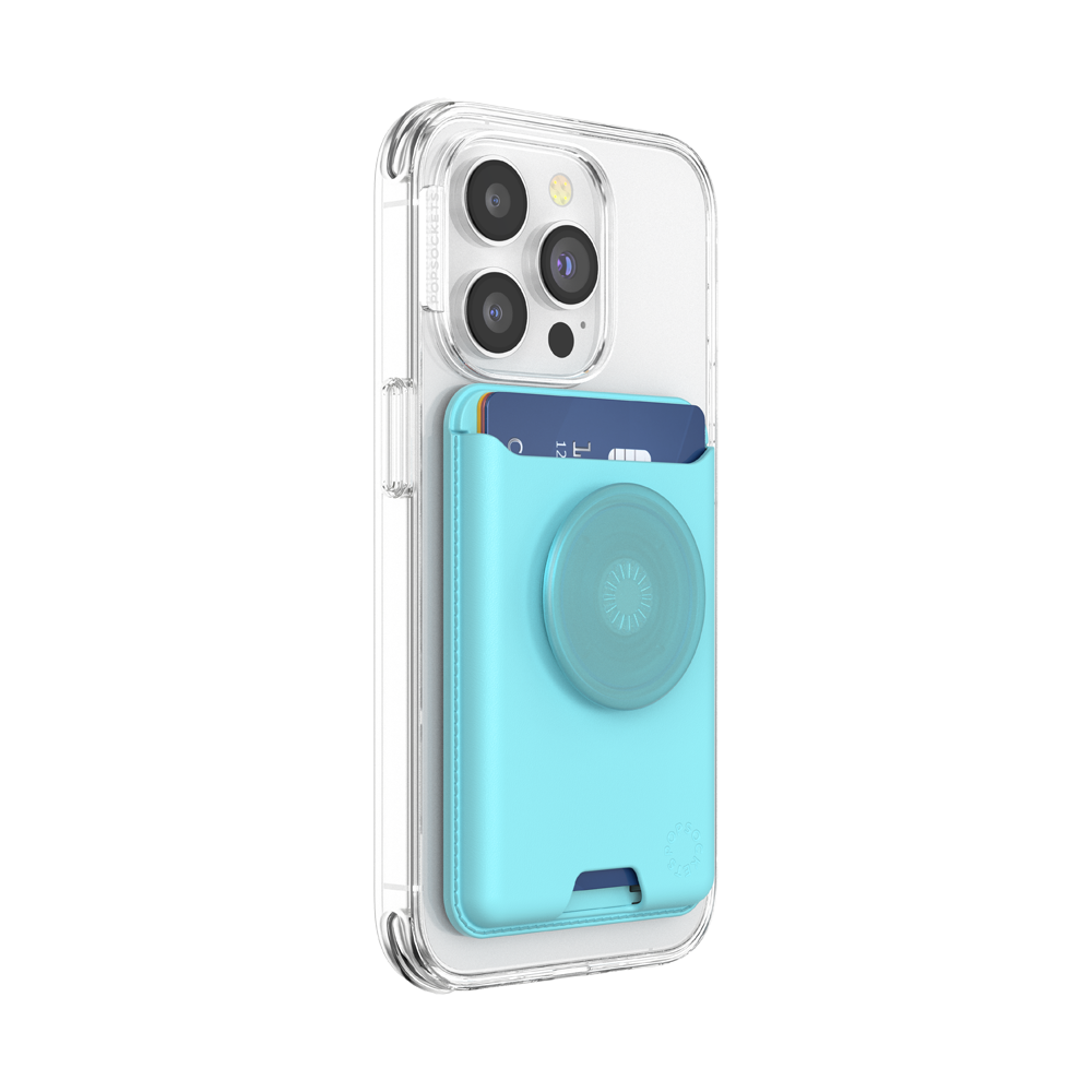 Pea Blue Boca Cabana PopWallet+ for MagSafe - Secure Phone Grip & Wallet for iPhone 12/13/14/15 - Perfect for Travel, Shopping & Daily Use