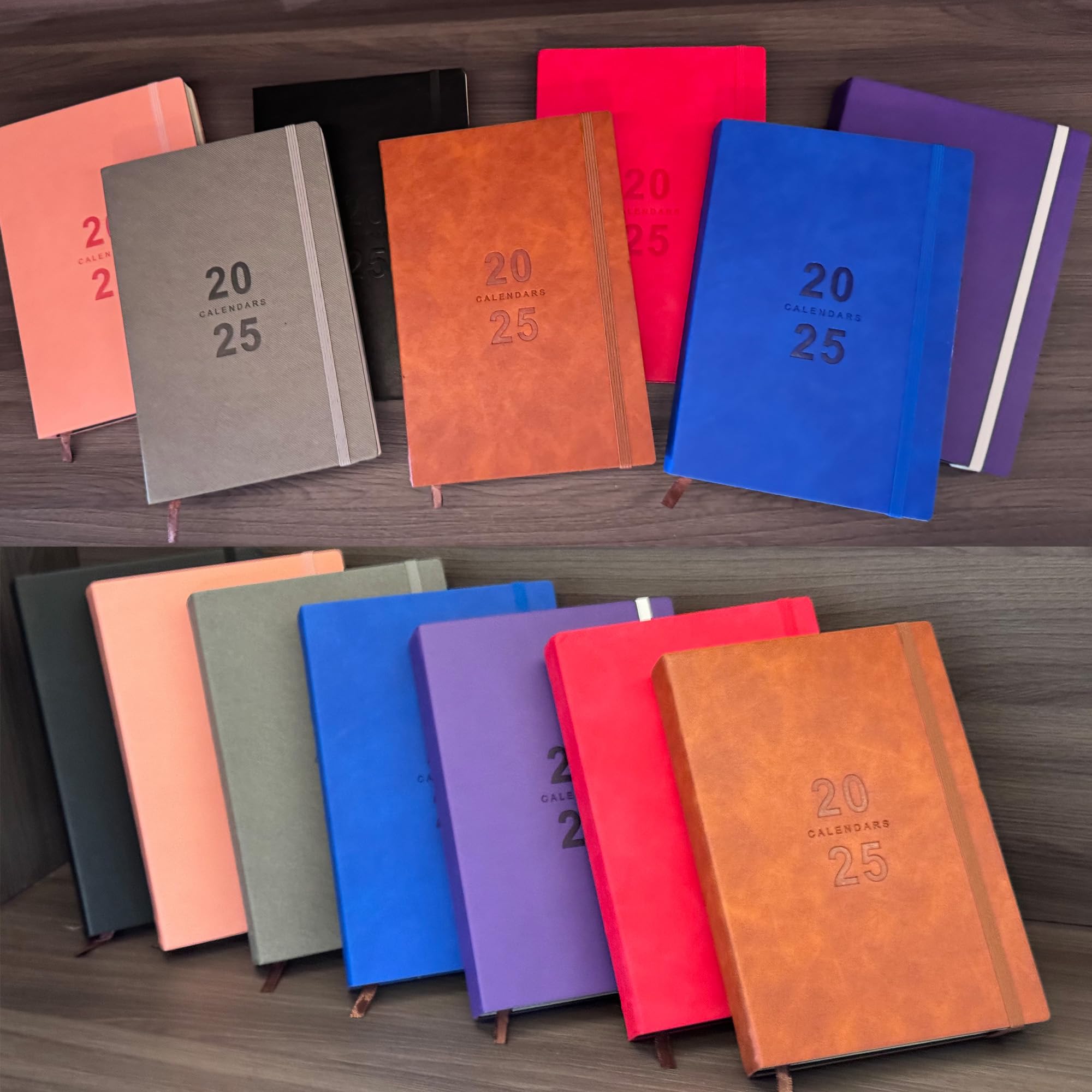 2025 Daily & Hourly Planner - January to December Calendar Agenda Notebook with Faux Leather Cover, 8.5