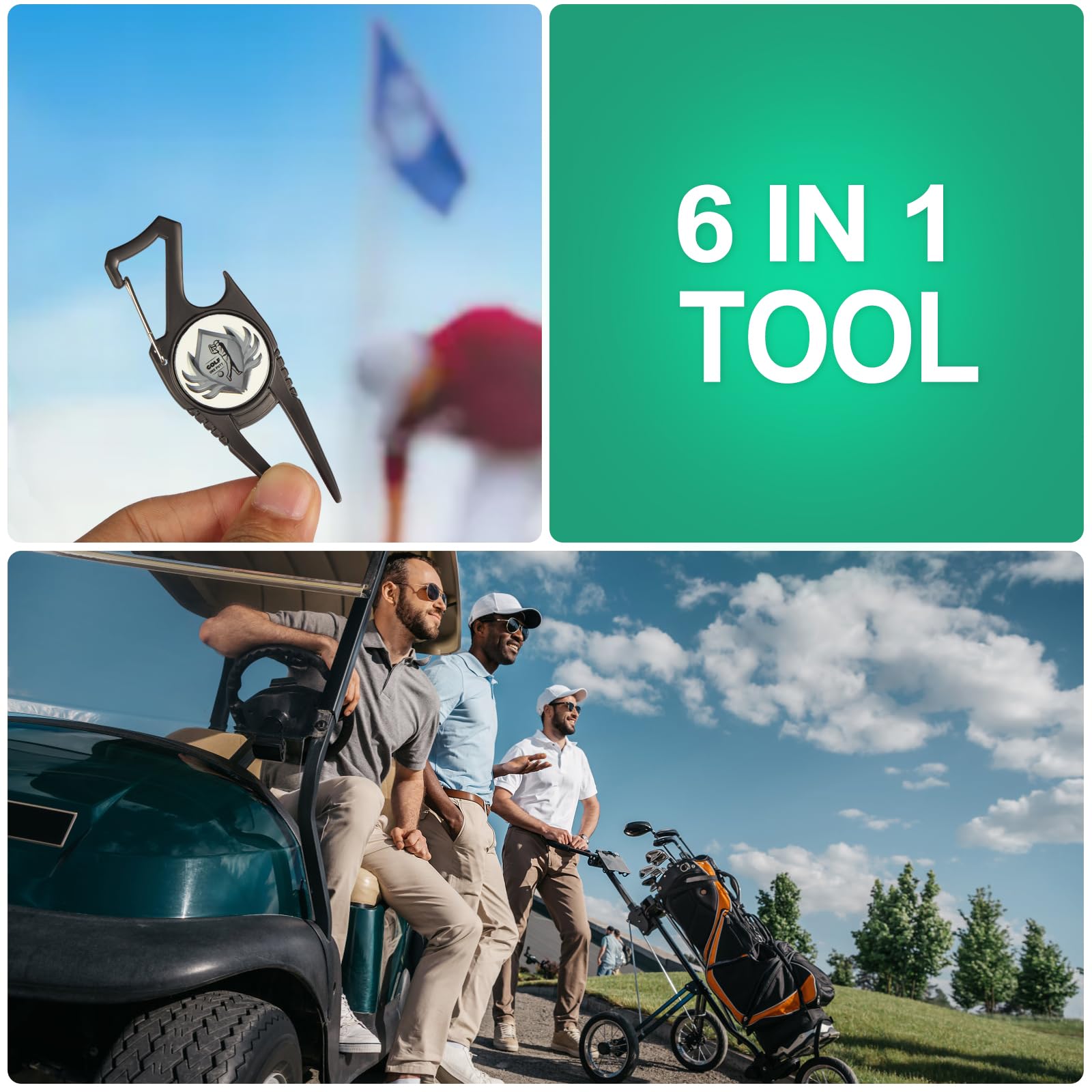 6-in-1 Golf Divot Repair Tool with Ball Marker & Club Holder - Premium Golf Accessories for Men & Women | Perfect Golf Gift for Players & Course Use