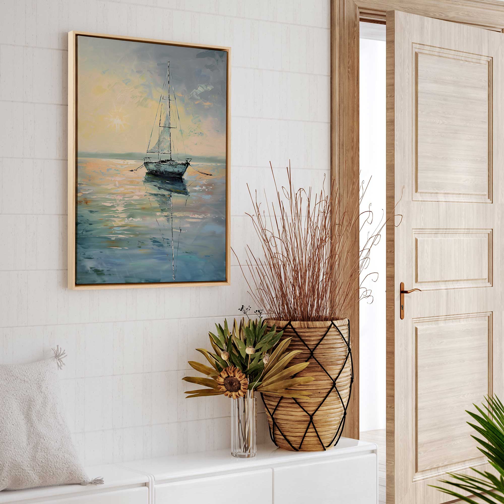 Harbor Glow v1 Canvas Wall Art Print - Coastal Lighthouse Painting for Living Room, Bedroom & Office Decor