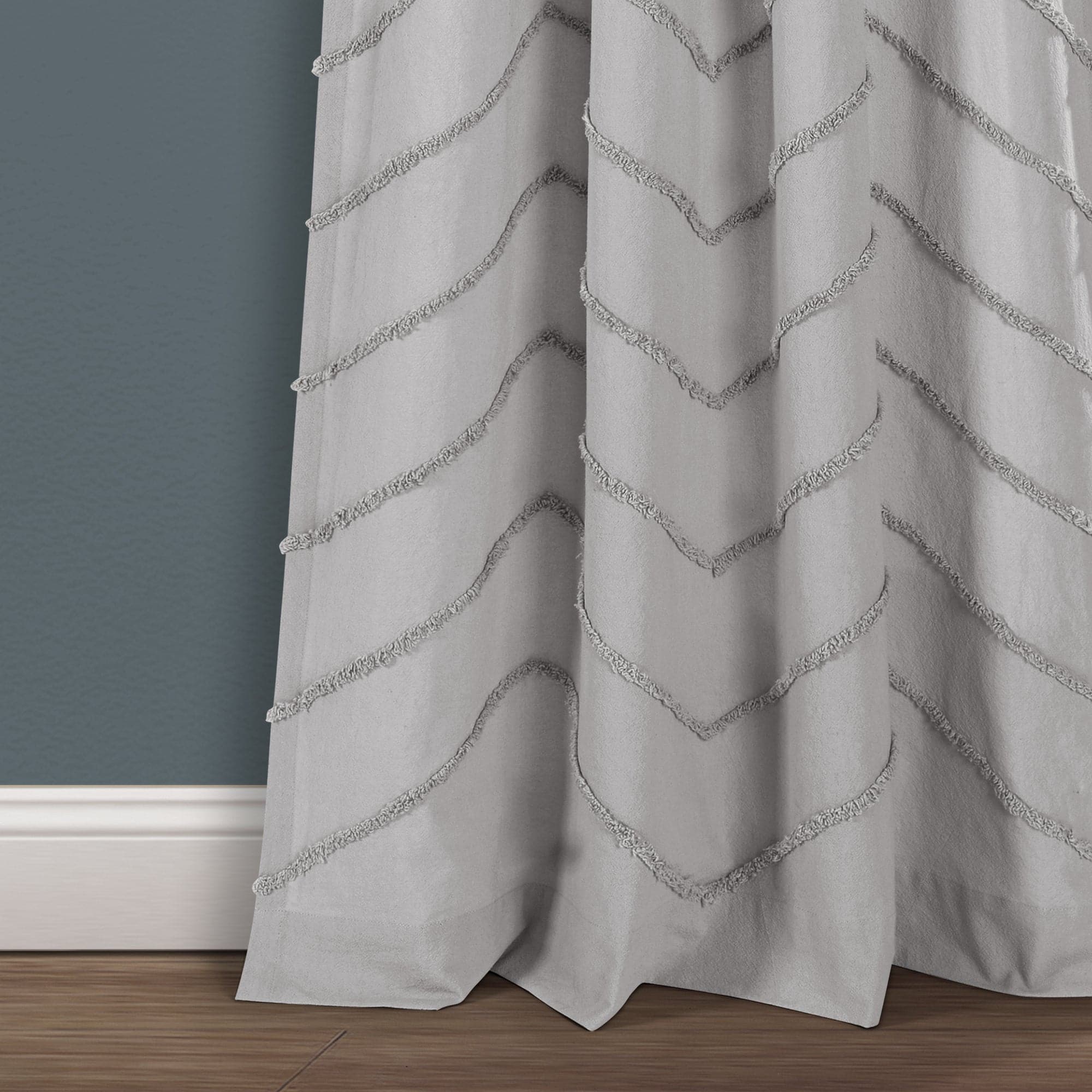 Soft Chenille Chevron Window Curtain Panel Set - Blackout Thermal Insulated Drapes for Living Room & Bedroom