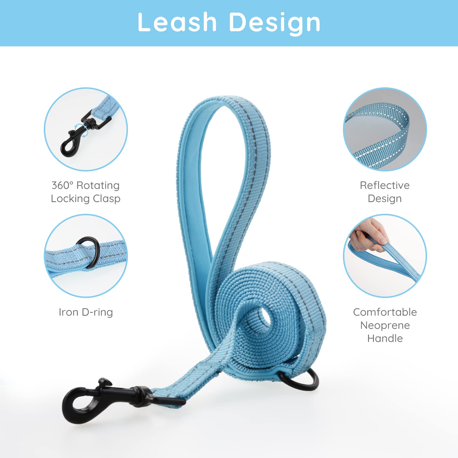 BELLA & PAL No-Pull Step-in Puppy Harness with Leash Set - Adjustable Soft Dog Vest for Small & Extra Small Dogs - Comfortable Blue Pet Harness for Walking, Training & Outdoor Adventures
