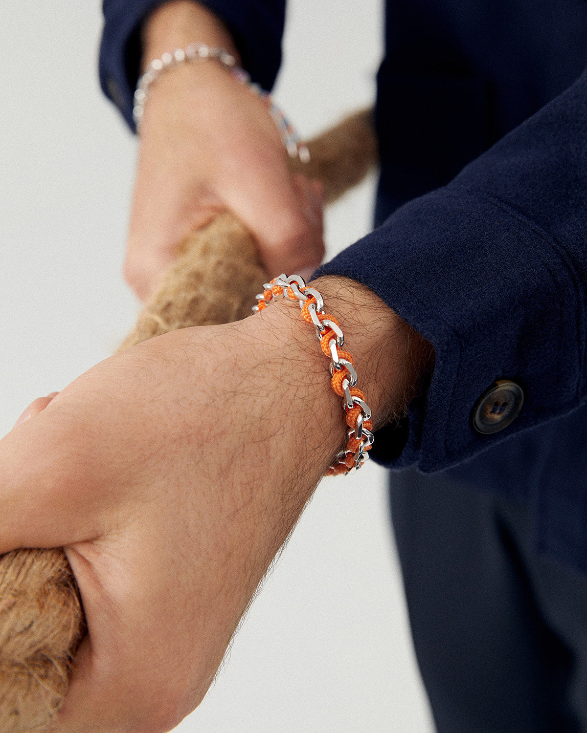 GRID 3 Tangerine Adjustable Rope Silver Bracelet for Women - Trendy Stackable Jewelry for Everyday Wear & Special Occasions