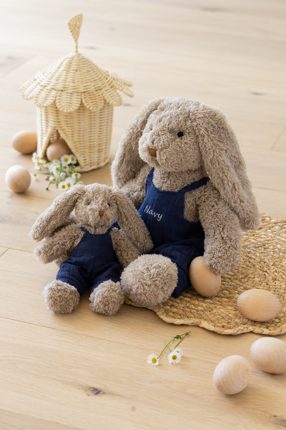 Personalized Bunny Plush Toy - Mr Honey Bunny Navy Blue Stuffed Animal for Kids, Perfect Gift for Easter, Birthday & Nursery Decor