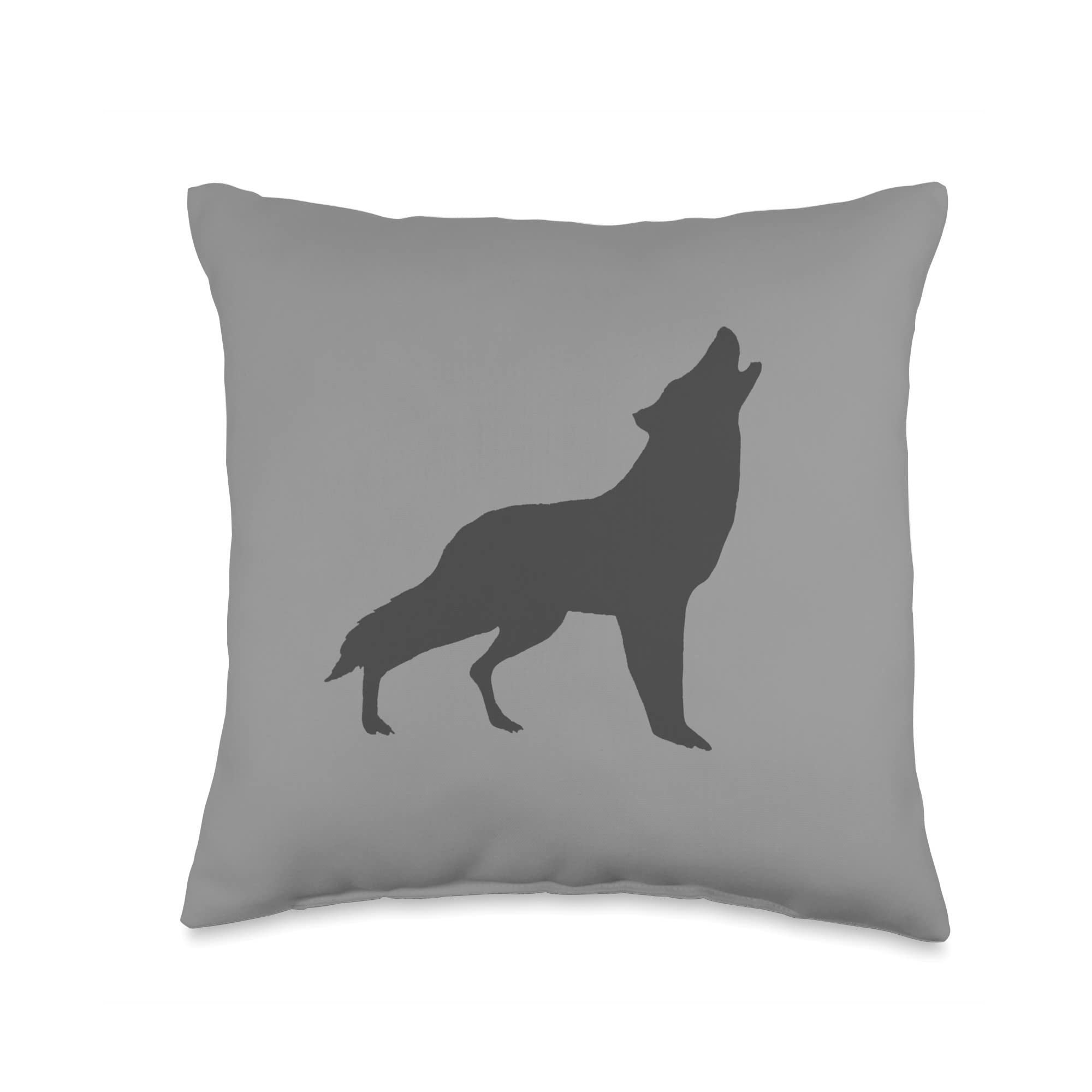 Lone Wolf Howling Gray Silhouette Throw Pillow - 16x16 Inches Multicolor Decorative Cushion for Living Room, Bedroom & Cabin Decor