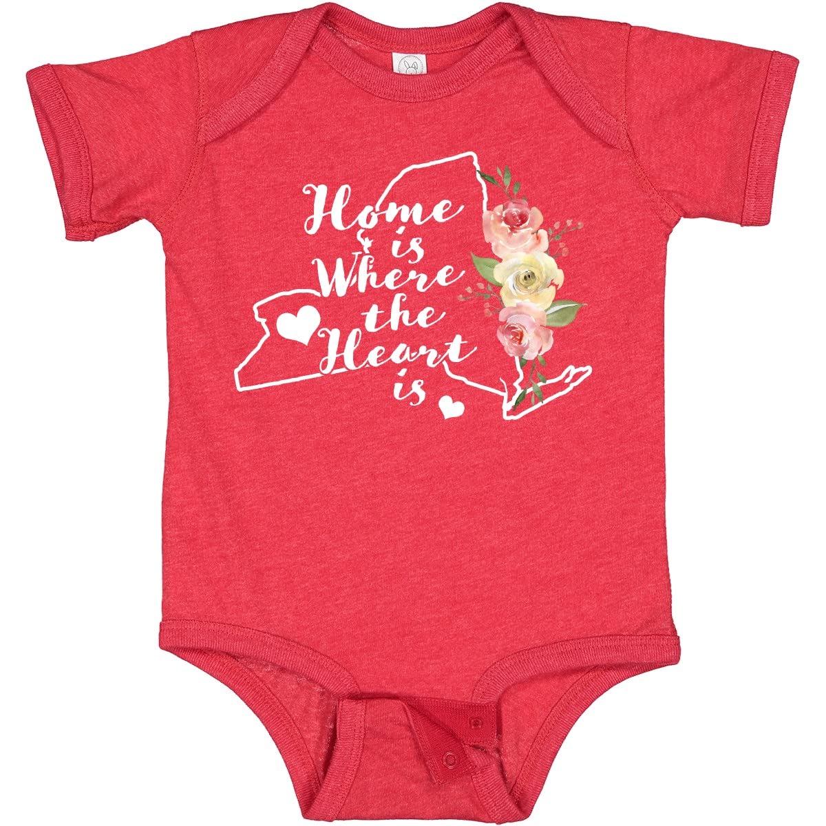 Inktastic New York Home is Where The Heart is Watercolor Baby Bodysuit - Soft Cotton Infant Bodysuit for Boys & Girls - Perfect for Family Photos, Newborn Gifts & Everyday Wear