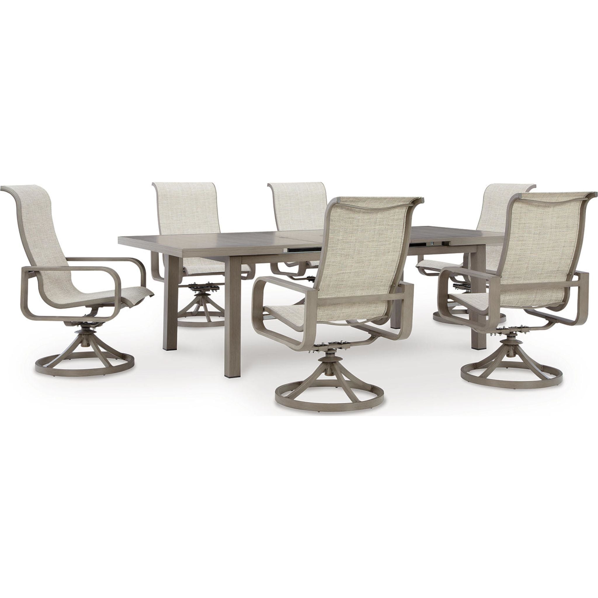 7-Piece Beige Outdoor Dining Set for Beachfront & Patio - Waterproof Wicker Furniture with Cushions for Backyard, Poolside & Garden