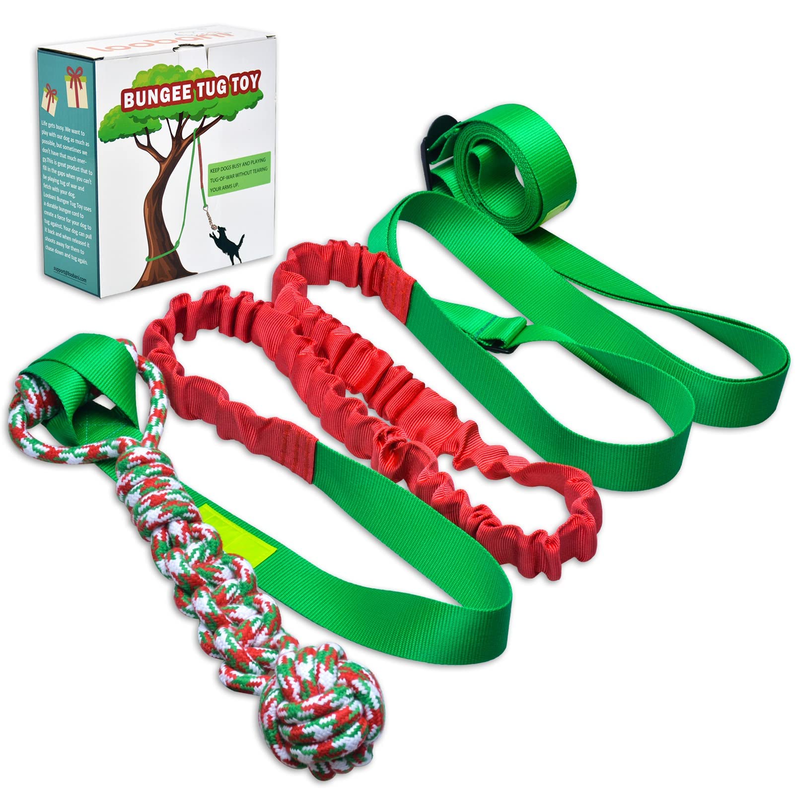 LOOBANI Durable Outdoor Bungee Tug Toy for Dogs - Interactive Chew Rope & Exercise Play Cord for Small to Large Breeds - Perfect for Backyard Play, Training, and Hanging from Trees