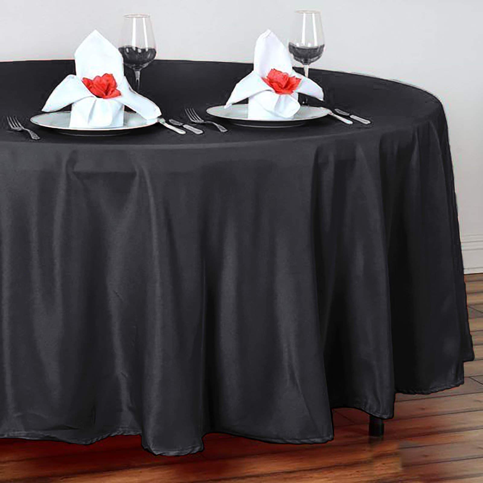 BalsaCircle Halloween Party Tablecloth - 10 Pack 108 Inch Black Round Washable Polyester Table Cover for Dining, Kitchen Decor & Party Supplies | Perfect for Halloween Decorations, Dinner Parties & Holiday Events