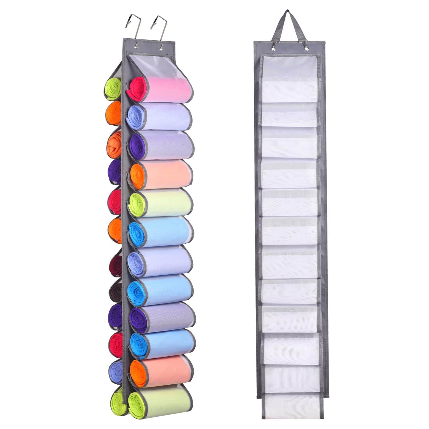 CTWWFS 24-Compartment Legging & Tshirt Organizer - Space Saving Clothes Hanger for Yoga Pants, Shirts, Tank Tops & Jeans | Perfect for Closet Organization & Travel Packing