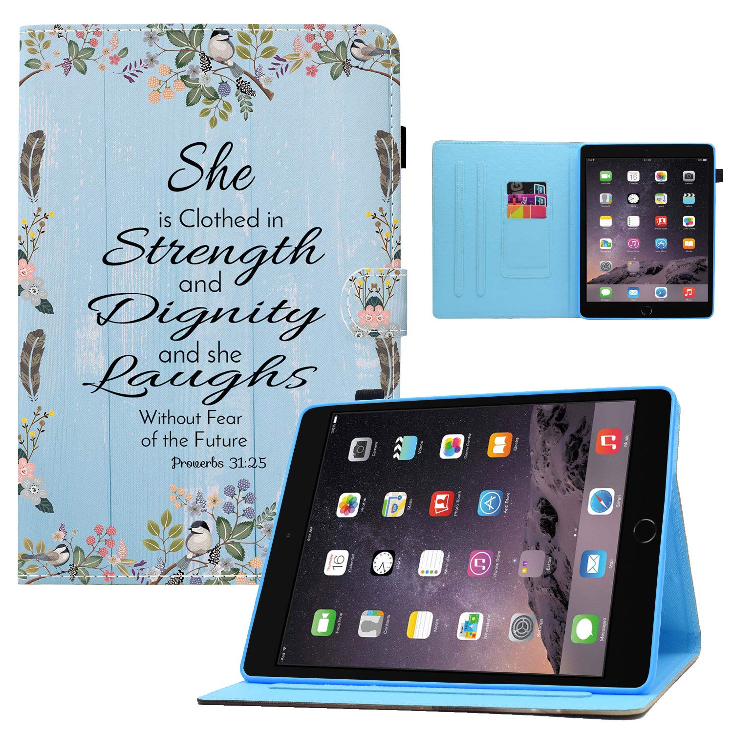 Premium PU Leather iPad Case with Card Slot & Pen Holder - Compatible with iPad 7th Gen 10.2