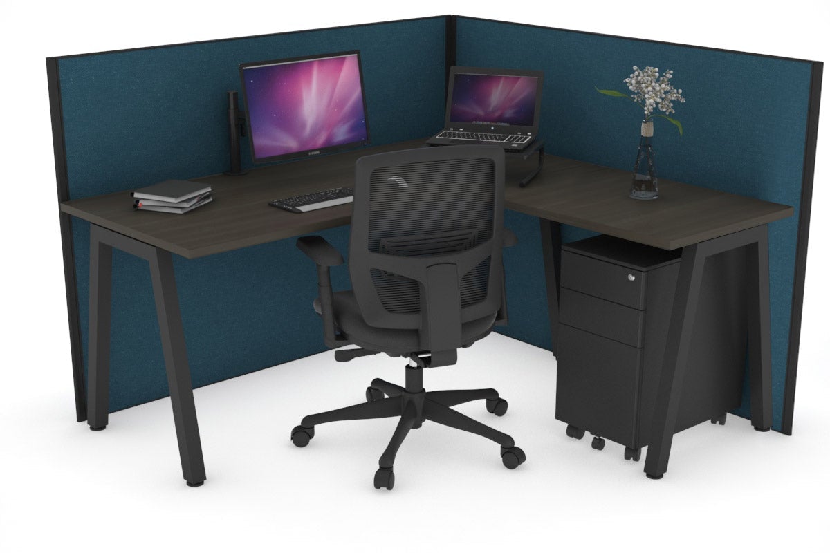 Horizon Quadro A Legs L-Shaped Corner Office Desk - 1400L x 1450W - Modern Home Office Workstation for Small Spaces | Perfect for Gaming, Study & Remote Work