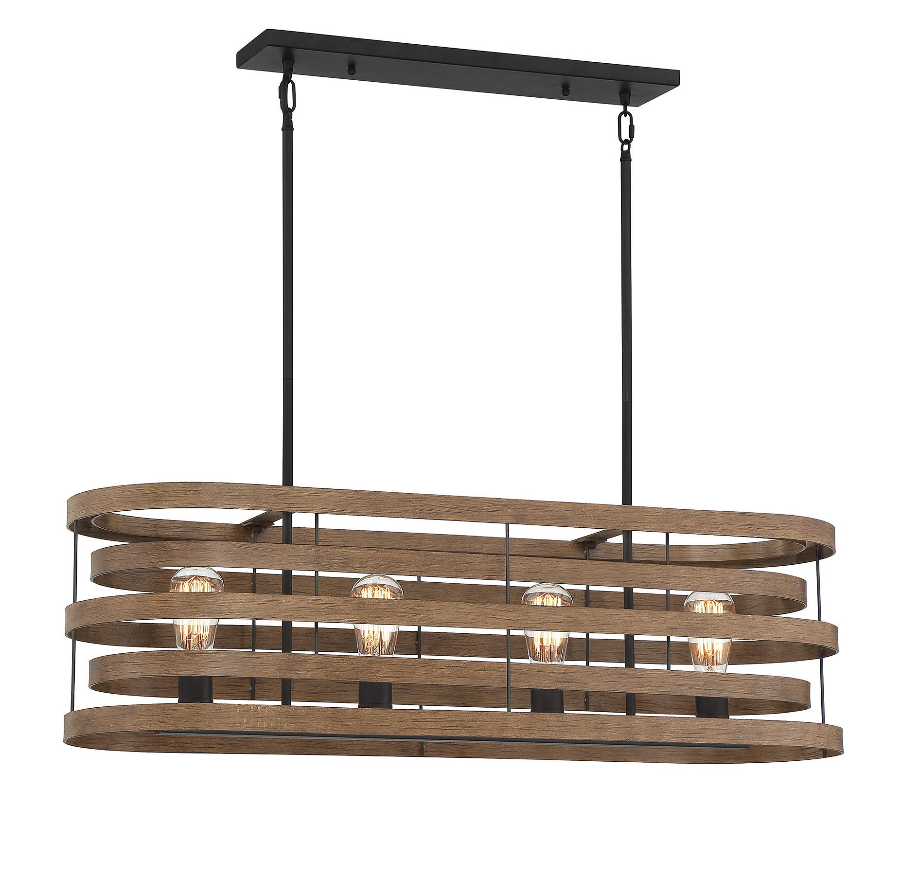 Savoy House Blaine 4-Light Linear Chandelier in Natural Walnut with Black Accents - 10