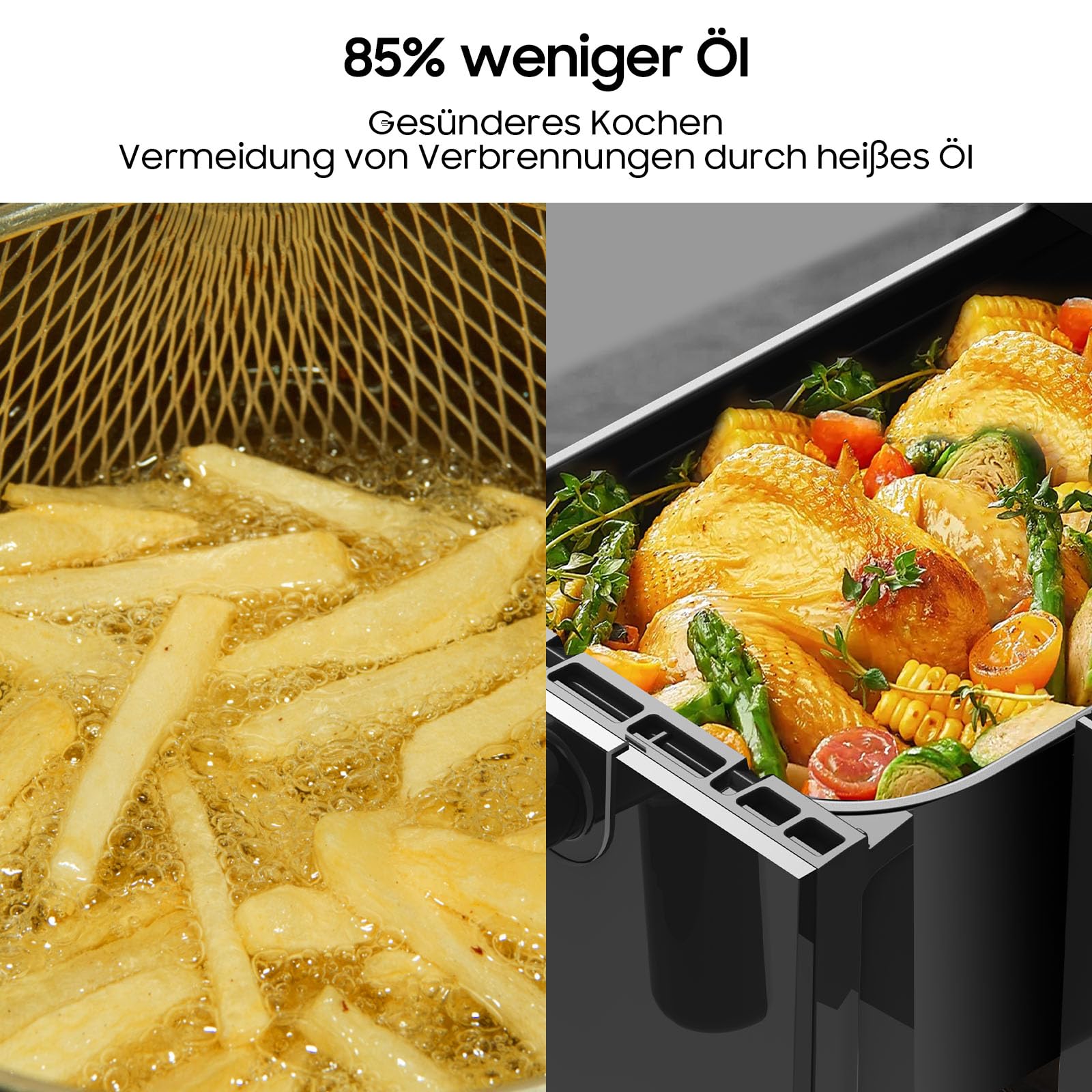 XXL 11L Dual Zone Air Fryer by Iceagle – 6-in-1 Large Capacity Air Fryer with Double Drawer, Touch Screen, 1700W | Healthy Cooking for Family, Fries, Chicken, Vegetables | Perfect for Large Families & Entertaining