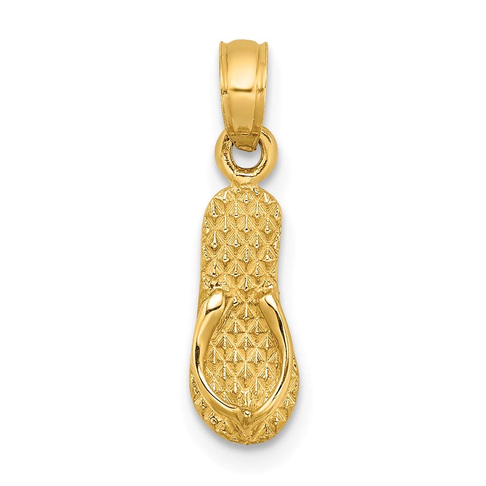 Jewels By Lux 14K Yellow Gold Myrtle Beach Flip-Flop Pendant Charm - Perfect for Beach Vacations, Summer Jewelry & Coastal Fashion Accessories