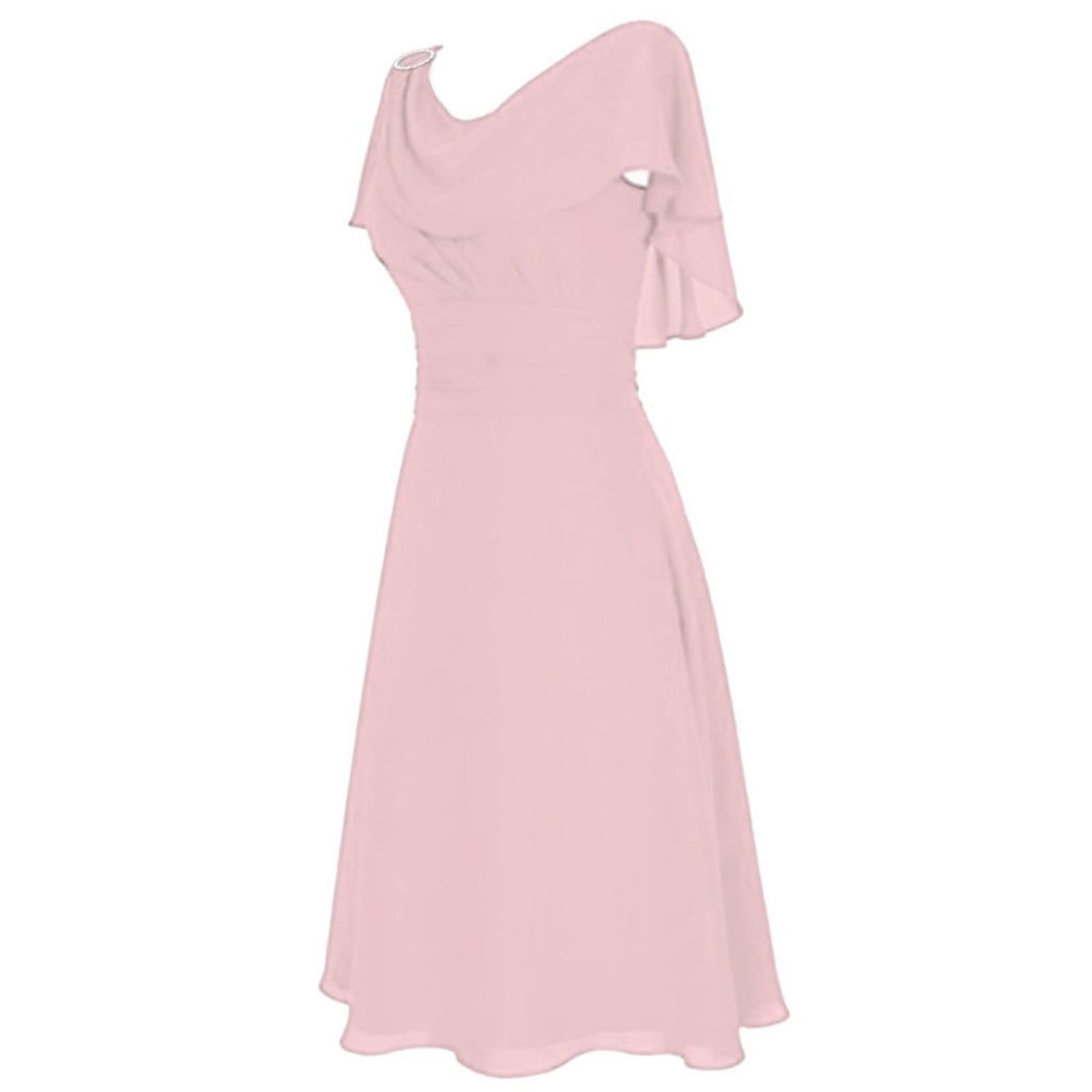 Hamovessi Women's Elegant Chiffon Dress - O Neck Short Sleeve Solid Color Casual Loose Fit for Evening Party, Beach Vacation & Summer Outings
