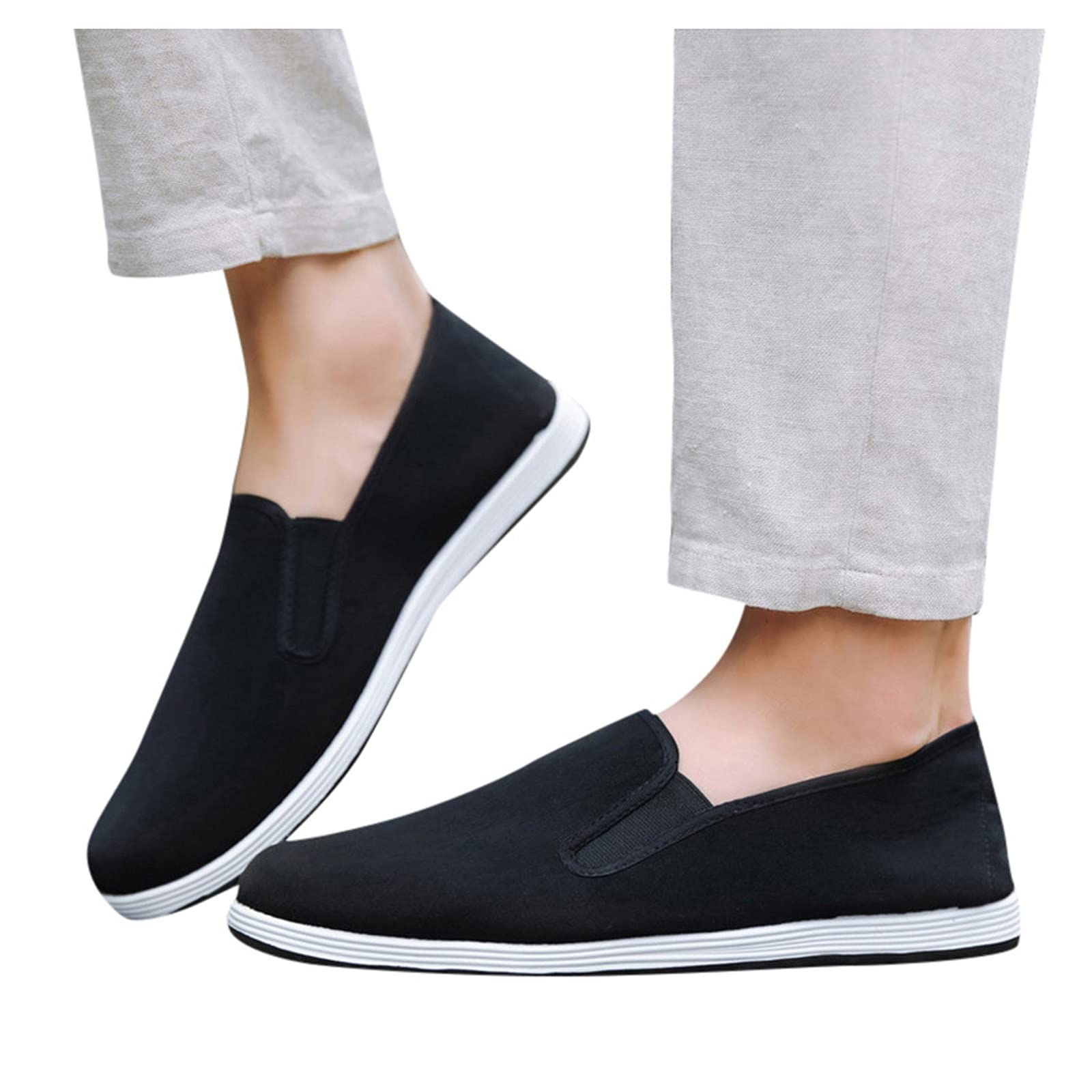 Men's Slip-On Canvas Boat Shoes - Comfortable Yachting Espadrilles Casual Trainers for Summer | Breathable Lightweight Lazy Shoes for Outdoor Sports, Running & Jumps | Perfect for Beach, Travel & Daily Wear