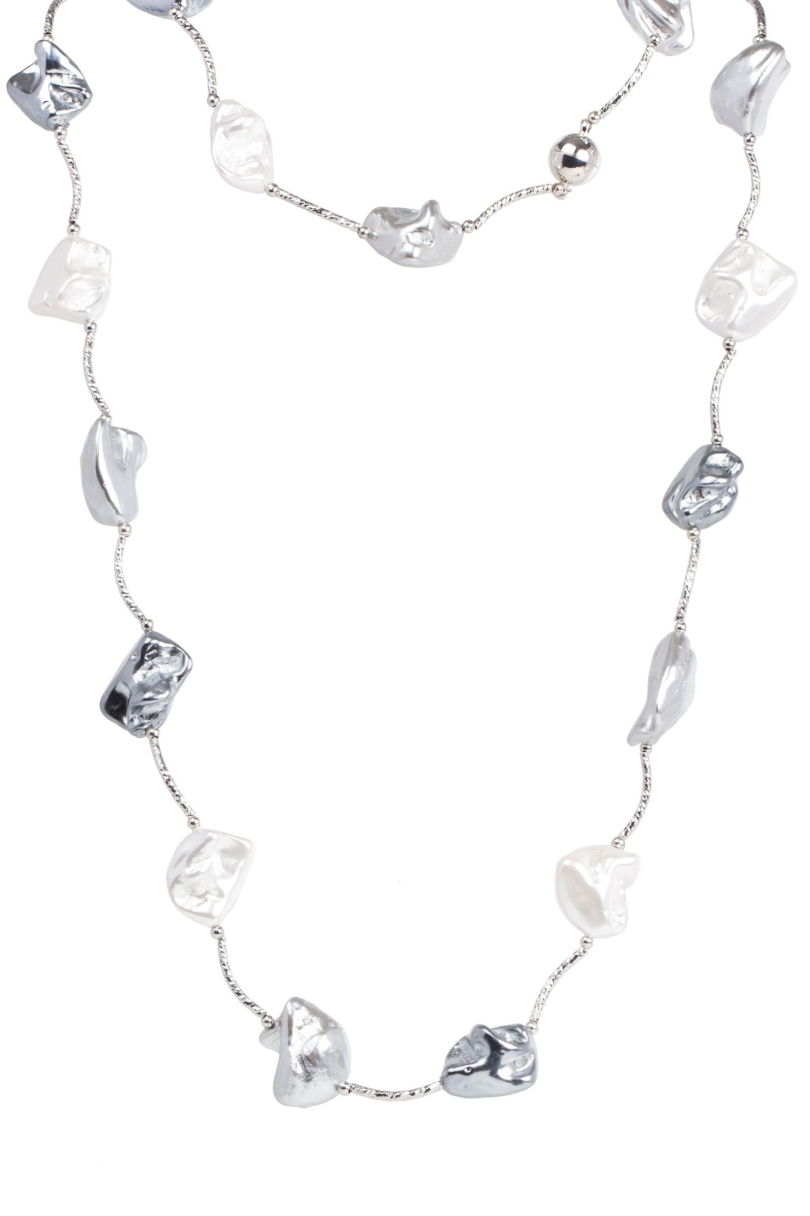 Elegant Baroque Pearl Multi-Strand Long Necklace for Women - Perfect for Weddings, Parties & Formal Events