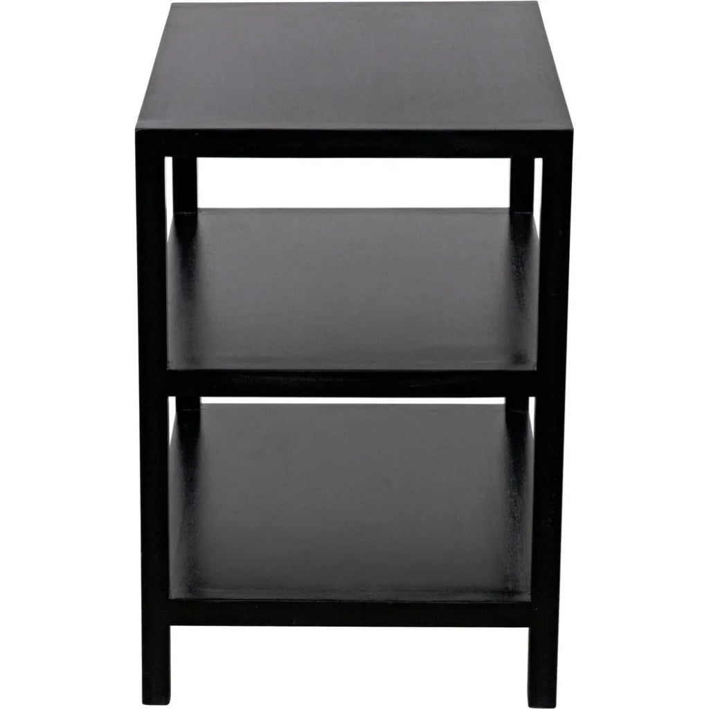 2-Tier Wooden Side Table - Black Rectangular End Table for Living Room, Bedroom & Office - Perfect for Holding Lamps, Books & Decor