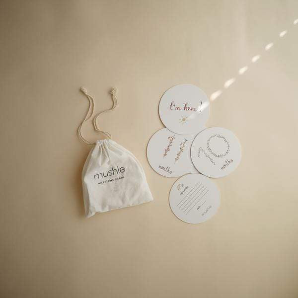 Mushie Milestone Cards - Baby Development Photo Props for First Birthday & Monthly Milestones - Perfect for Newborn Photography & Scrapbooking
