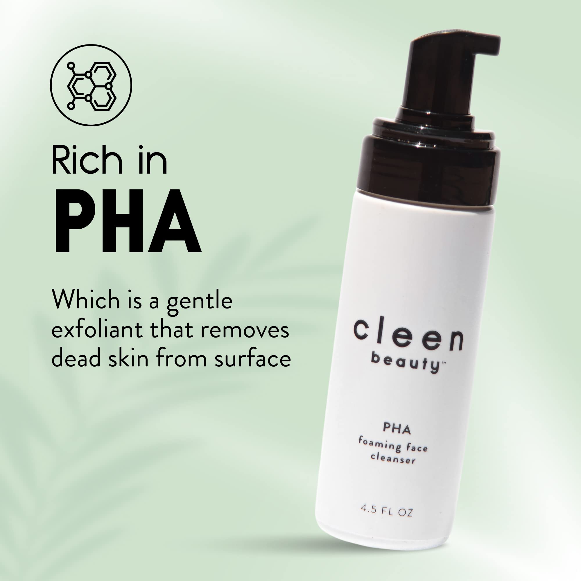 CLEEN BEAUTY PHA Foaming Face Cleanser - Gentle Exfoliating Facial Wash for Women | Paraben-Free & pH Balanced | 4.5 Fl Oz | Perfect for Daily Skincare Routine & Sensitive Skin