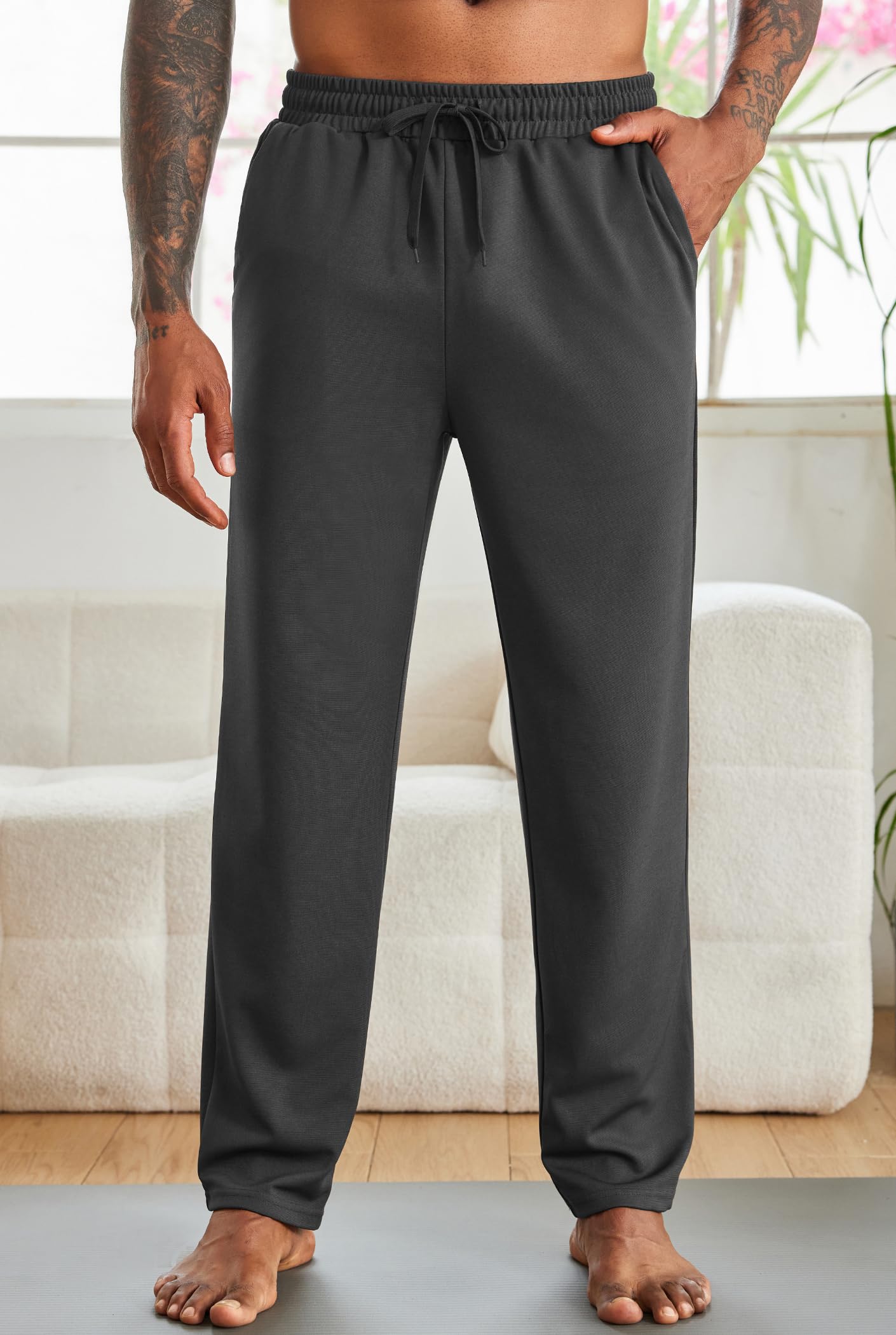 COOFANDY Men's Lightweight Yoga Sweatpants with Drawstring & Pockets - Athletic Lounge Pants for Yoga, Gym, Running & Casual Wear