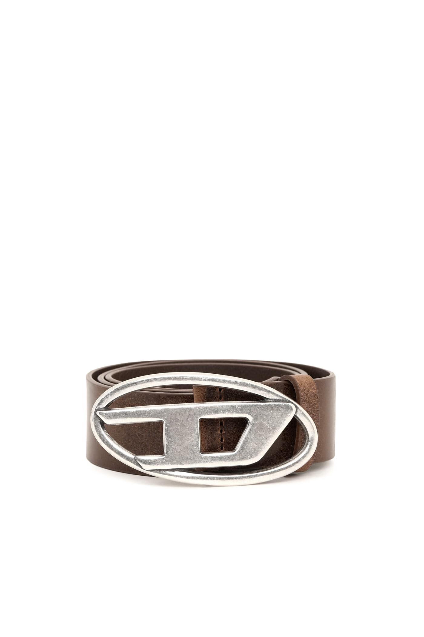 Diesel OVAL D LOGO B-1DR Genuine Leather Belt with D-Shaped Buckle - Stylish Men's Fashion Accessory for Casual, Business & Jeans Outfits