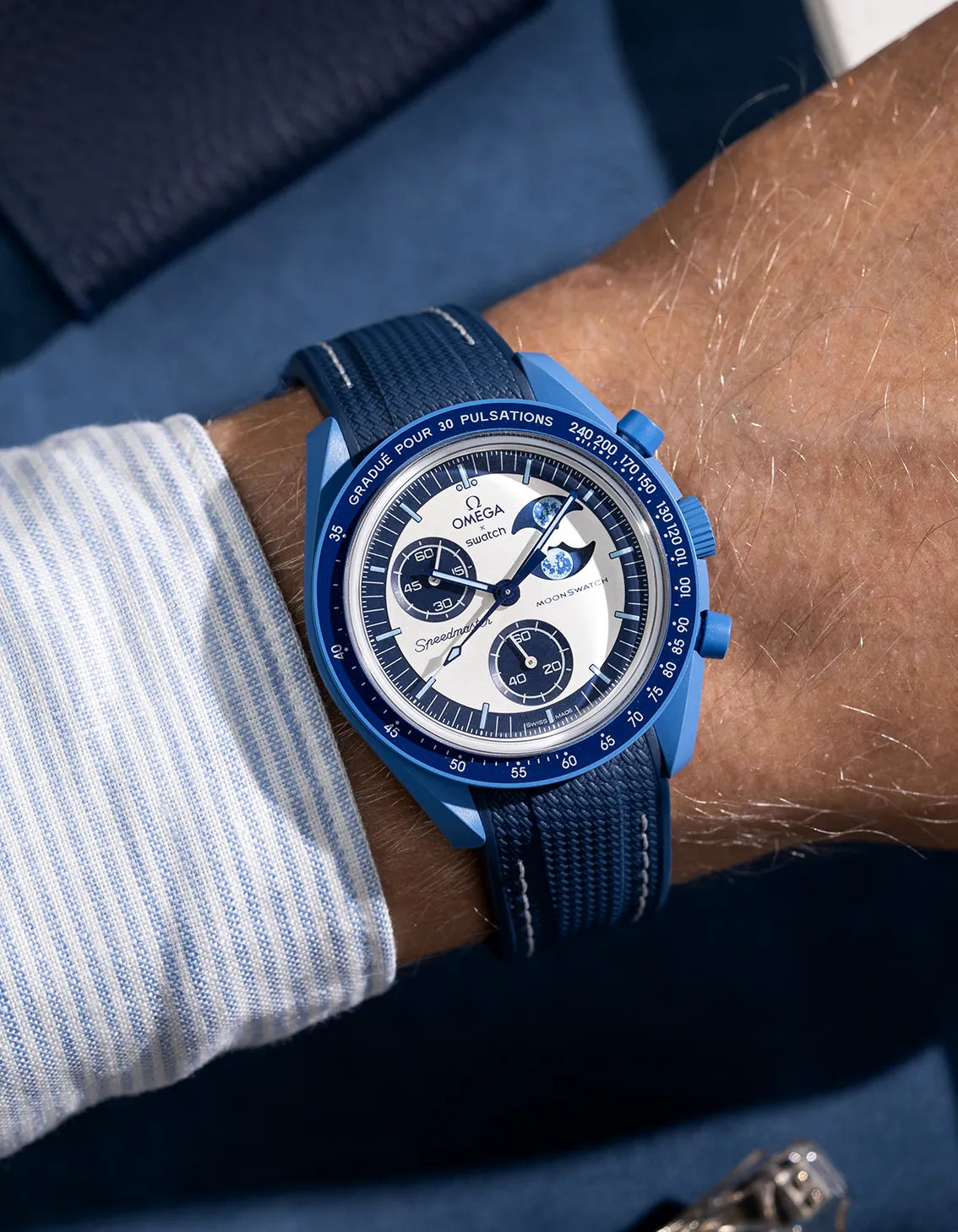 Premium Rubber Watch Band for Omega x Swatch MoonSwatch Mission to the Super Blue Moonphase - Durable & Comfortable Replacement Strap for Sports, Diving & Everyday Wear
