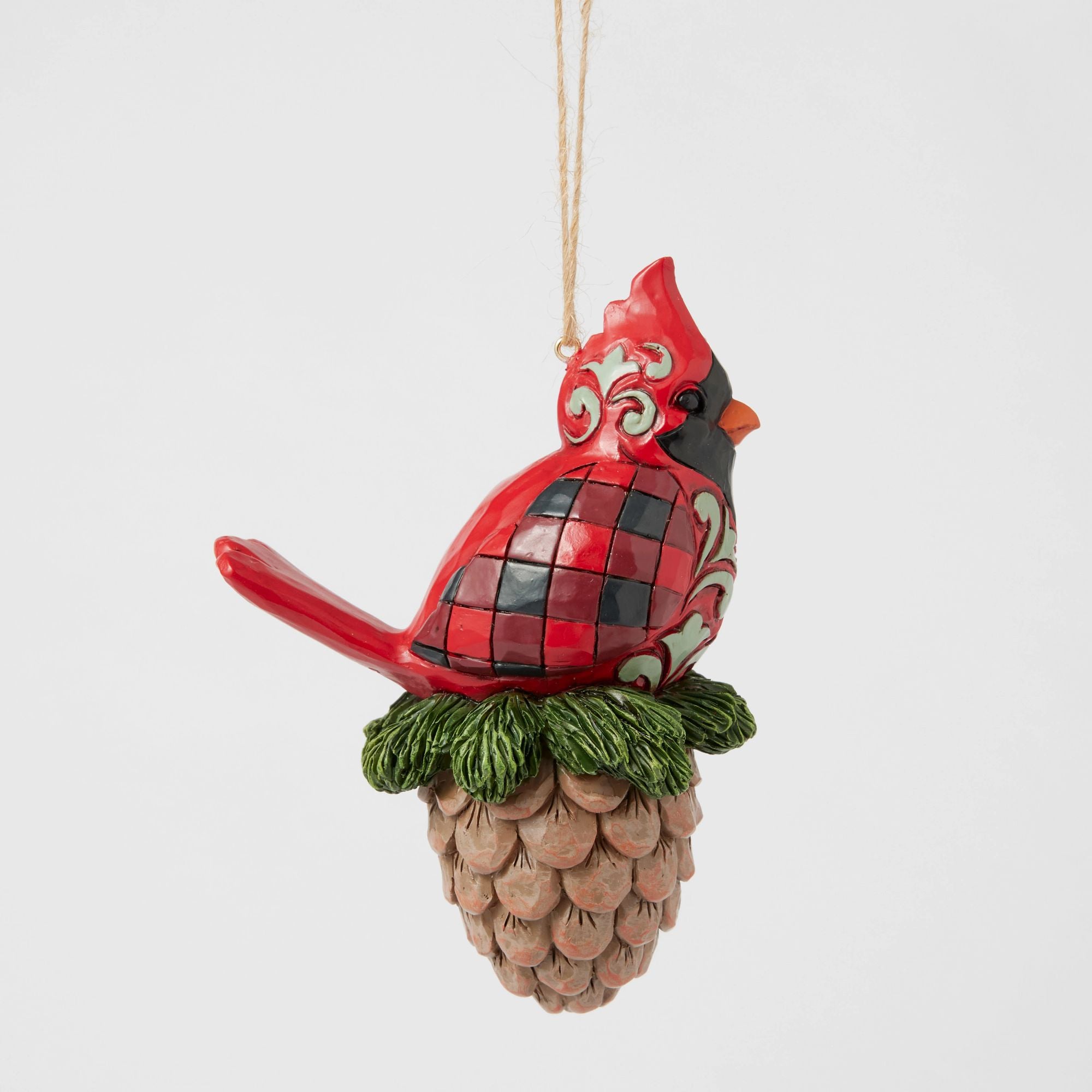 Highland Glen Cardinal Pine Ornament - Handmade Christmas Tree Decor for Holiday Home Decoration - Perfect for Xmas Gifts, Fireplace Mantel, and Winter Wonderland Displays