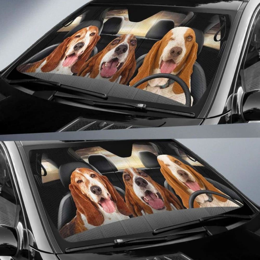 Basset Hound Dog Car Sun Shade - UV Protection Sun Visor for Vehicles (172609) | Perfect for Summer Road Trips & Pet Safety