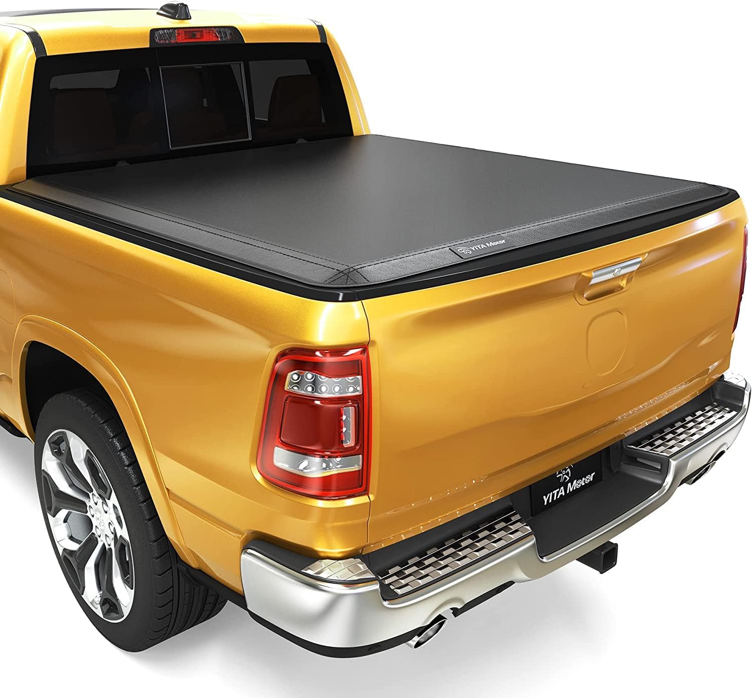 YITAMOTOR Soft Quad Fold Truck Bed Tonneau Cover for 2003-2024 Dodge Ram 2500/3500 Pickup Trucks - Fleetside 8 ft Bed (Non-Rambox) | Durable Waterproof Truck Accessory for Hauling, Camping & Outdoor Adventures