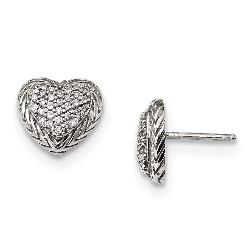 925 Sterling Silver Cubic Zirconia Textured Heart Stud Earrings for Women - Perfect for Valentine's Day, Anniversary Gifts & Everyday Elegance