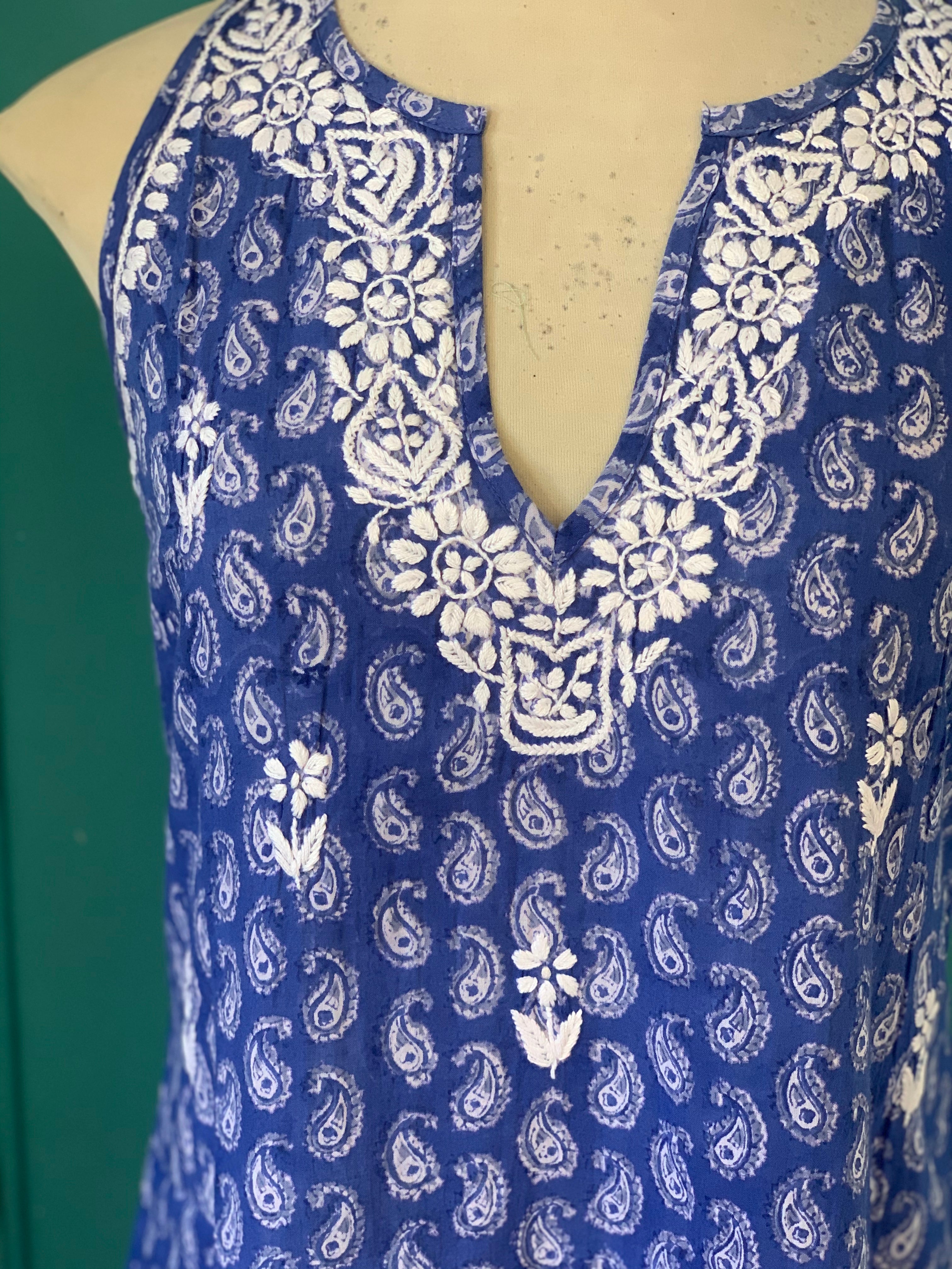Handmade Block Print & Embroidery Short Kurti – Stylish & Comfortable Cotton Top for Women | Perfect for Casual Wear, Parties & Festivals